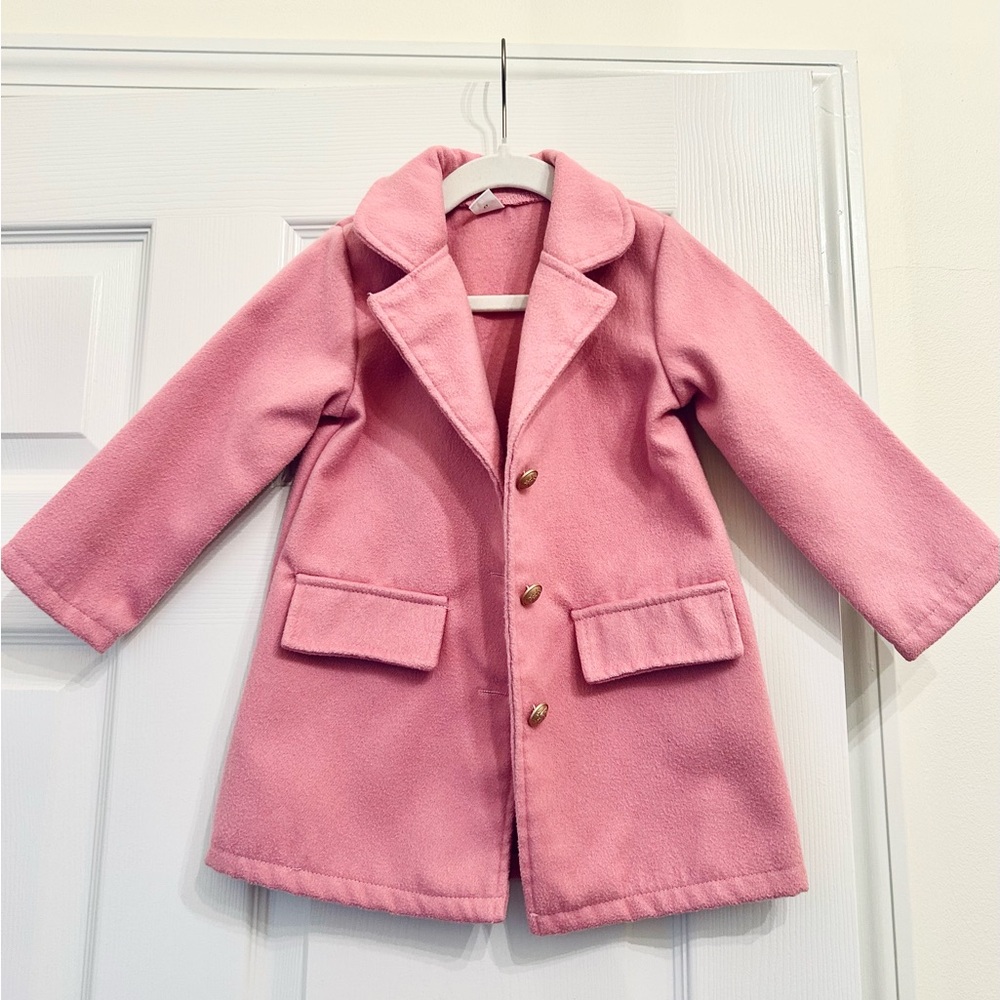 Lightweight jacket SHEIN Pink Girls' Button-Front Pea Coat